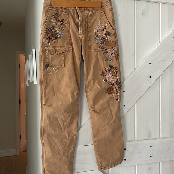 Anthropologie Embroidered Cargo pant Size 25 - Picture 4 of 6
